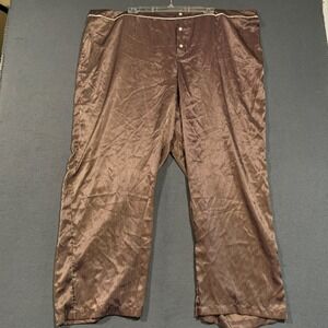 Cacique Womens Brown White Striped Satin Pajama Pants Plus Size 26/28 Wide Leg